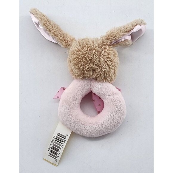 Dan Dee Pink Bunny Rabbit Rattle Plush Circle Handheld Polka Dot Ribbon Bow - Picture 6 of 8